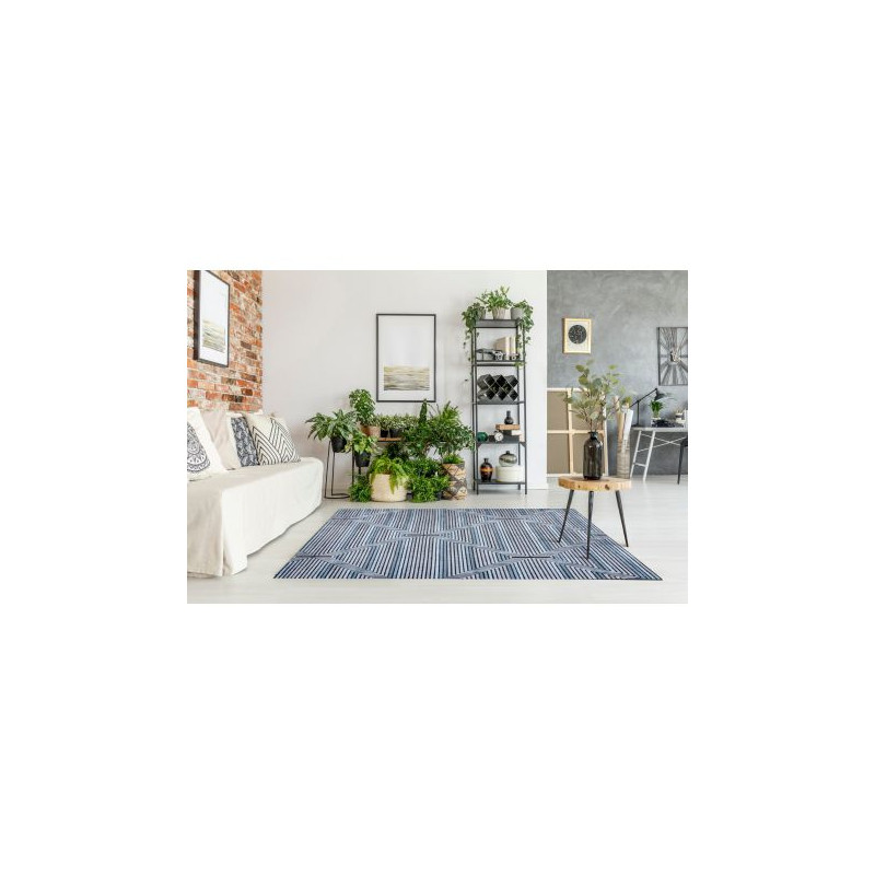 Dywan Strukturalny SIERRA G5018 Płasko tkany, dwa poziomy runa niebieski - paski, romby 200x290cm Dywan Strukturalny SIERRA G5018 Płasko tkany, dwa poziomy runa niebieski - paski, romby 200x290cm