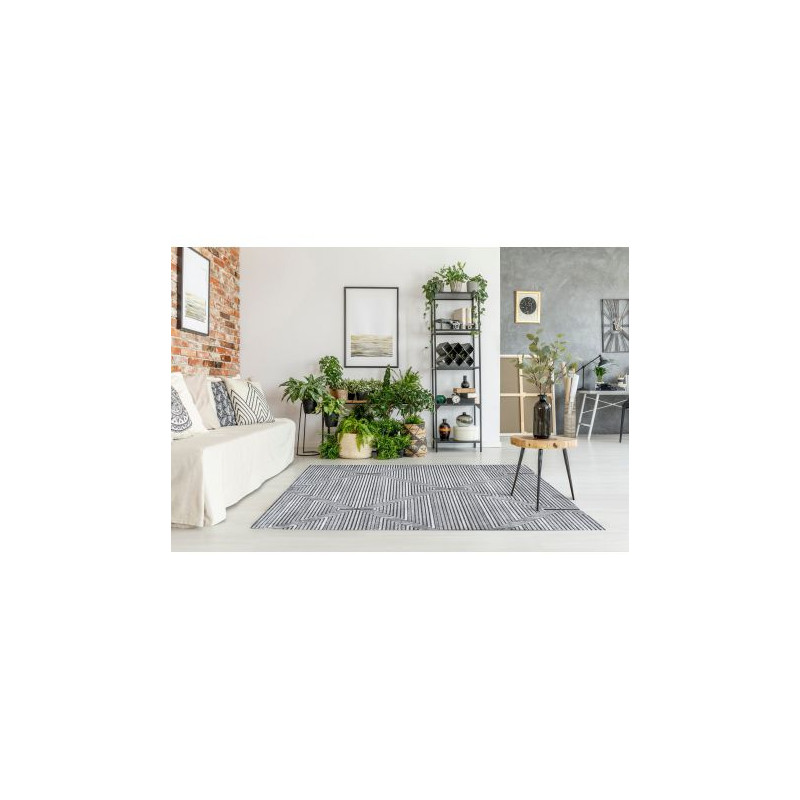 Dywan Strukturalny SIERRA G5018 Płasko tkany, dwa poziomy runa szary - paski, romby 120x170cm Dywan Strukturalny SIERRA G5018 Płasko tkany, dwa poziomy runa szary - paski, romby 120x170cm