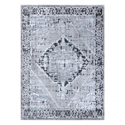 Dywan Strukturalny SIERRA G6038 Płasko tkany, dwa poziomy runa szary, błękitny - rozeta 120x170cm