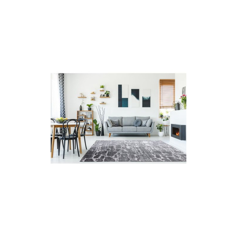Dywan MEFE nowoczesny 6184 Kostka brukowa cegła - Strukturalny, dwa poziomy runa ciemnoszary 140x190cm Dywan MEFE nowoczesny 6184 Kostka brukowa cegła - Strukturalny, dwa poziomy runa ciemnoszary 140x190cm
