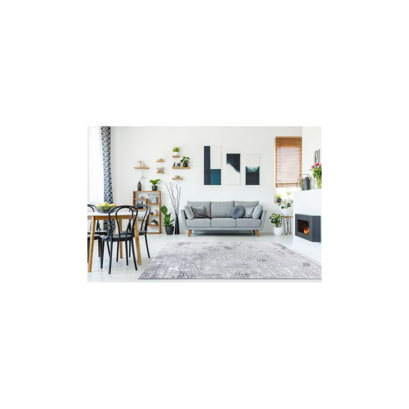 Dywan MEFE nowoczesny  8725 Koła odcisk palca - Strukturalny, dwa poziomy runa szary 80x150cm