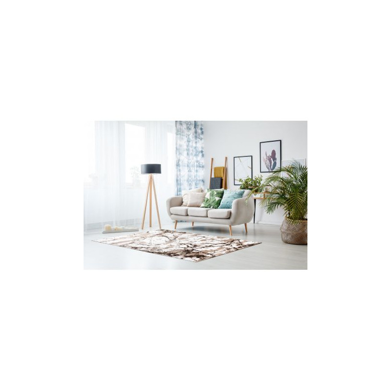 Dywan AKRYL VALS 0A035A C56 45 Popękany beton kość słoniowa / beż  70x140cm
