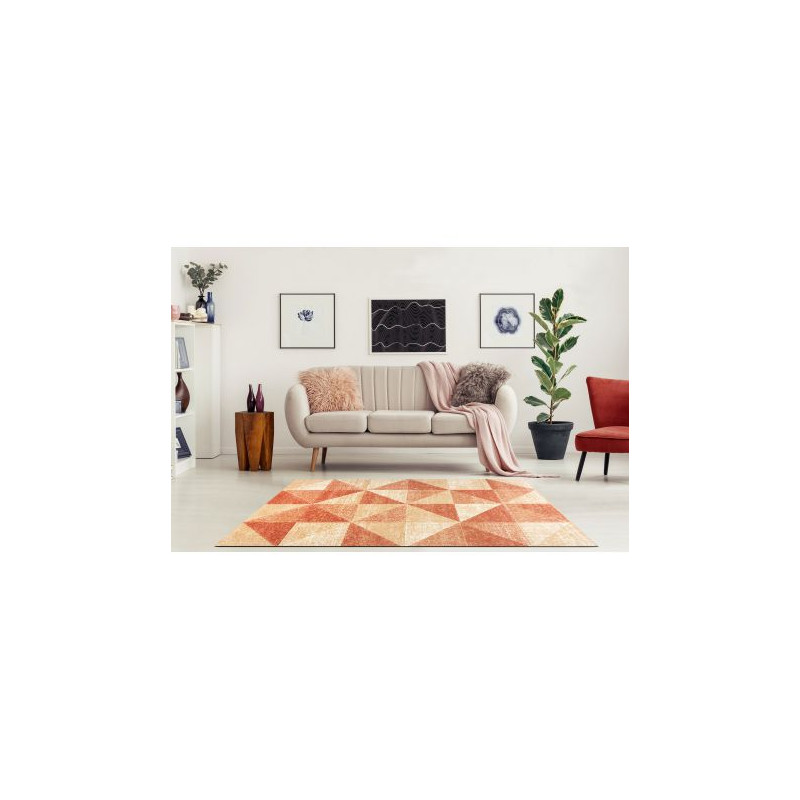 Dywan FEEL 5672/17911 TRÓJKĄTY beż/terakota 80x150cm Dywan FEEL 5672/17911 TRÓJKĄTY beż/terakota 80x150cm