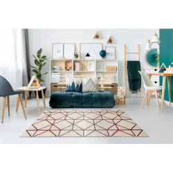 Dywan GINA 21242561 geometryczny beż / czerwony / szary 80x150cm Dywan GINA 21242561 geometryczny beż / czerwony / szary 80x150cm