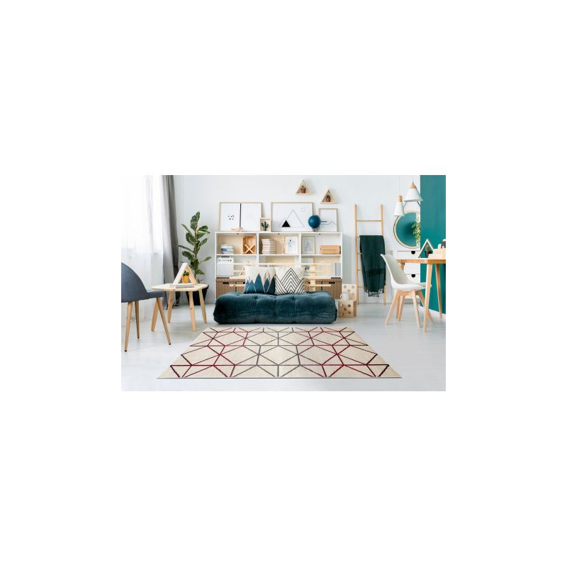 Dywan GINA 21242561 geometryczny beż / czerwony / szary 80x150cm Dywan GINA 21242561 geometryczny beż / czerwony / szary 80x150cm