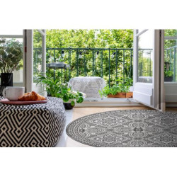Dywan SZNURKOWY SIZAL LOFT 21193 koło BOHO kość słoniowa/srebrny/szary koło120 cm