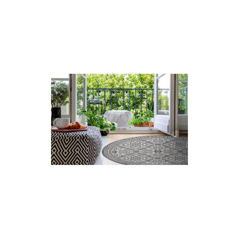 Dywan SZNURKOWY SIZAL LOFT 21193 koło BOHO kość słoniowa/srebrny/szary koło120 cm