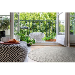 Dywan SZNURKOWY SIZAL LOFT 21198 koło BOHO kość słoniowa/srebrny/taupe koło 120cm