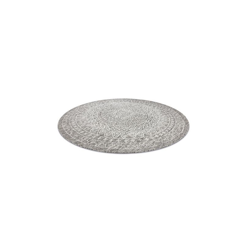 Dywan SZNURKOWY SIZAL LOFT 21207 Rozeta koło BOHO kość słoniowa/srebrny/taupe koło 120cm