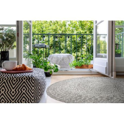 Dywan SZNURKOWY SIZAL LOFT 21207 Rozeta koło BOHO kość słoniowa/srebrny/taupe koło 120cm