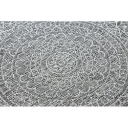 Dywan SZNURKOWY SIZAL LOFT 21207 Rozeta koło BOHO kość słoniowa/srebrny/taupe koło 120cm
