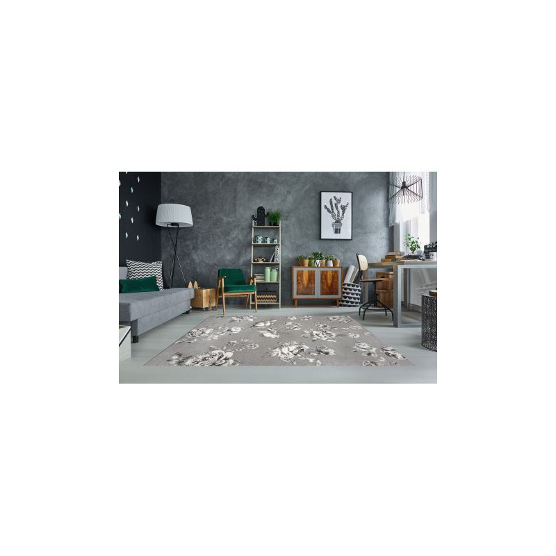 Dywan GNAB 60642653 Kwiaty róże szary / biały 160x230cm Dywan GNAB 60642653 Kwiaty róże szary / biały 160x230cm