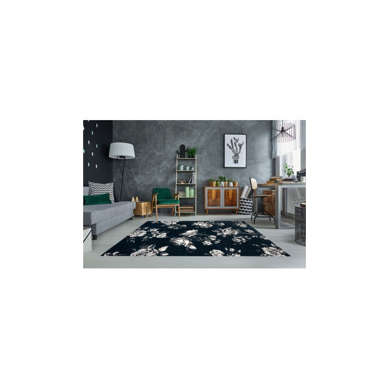 Dywan GNAB 60642734 Kwiaty róże granat / biały 140x200cm Dywan GNAB 60642734 Kwiaty róże granat / biały 140x200cm