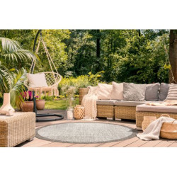 DYWAN SZNURKOWY SIZAL FLOORLUX KOŁO 20401 Ramka szampański / taupe koło 120cm