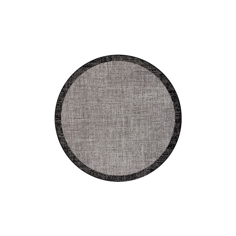 DYWAN SZNURKOWY SIZAL FLOORLUX KOŁO 20401 Ramka srebrny / czarny koło 160cm