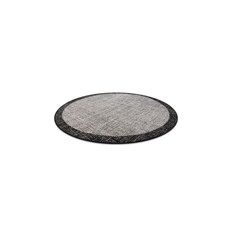 DYWAN SZNURKOWY SIZAL FLOORLUX KOŁO 20401 Ramka srebrny / czarny koło 160cm