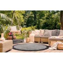 DYWAN SZNURKOWY SIZAL FLOORLUX KOŁO 20401 Ramka srebrny / czarny koło 160cm