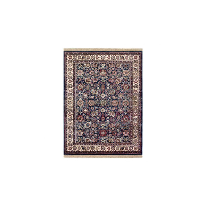 Dywan WINDSOR 22991 ORNAMENT, RAMKA, FRĘDZLE granat / kość słoniowa 120x170cm