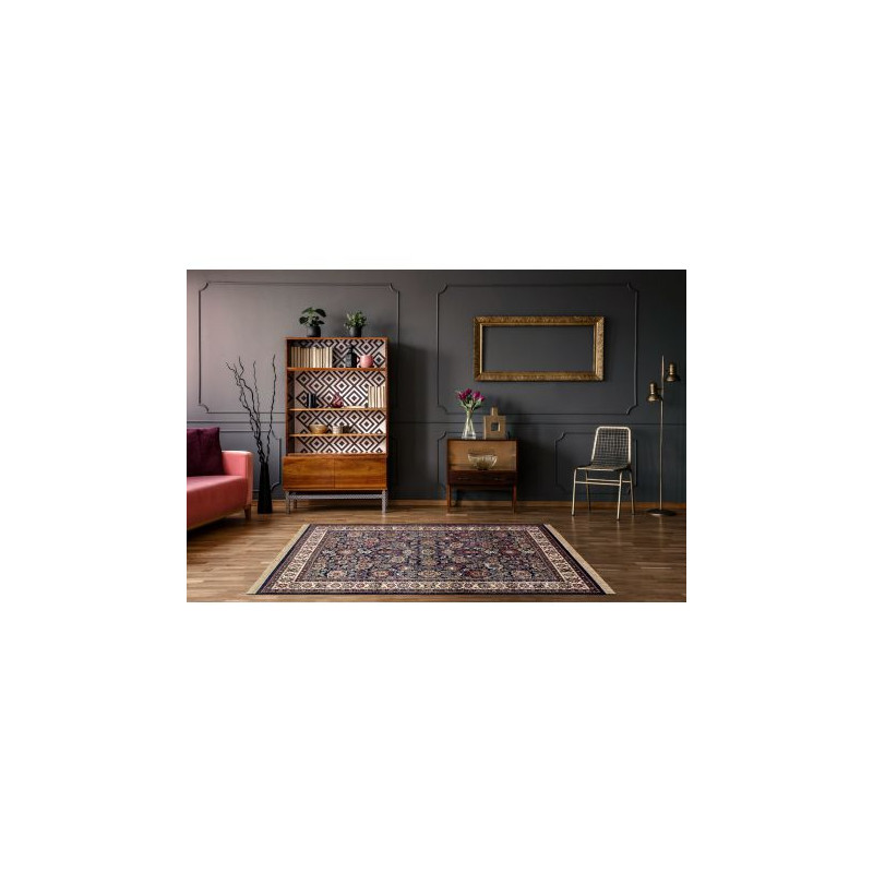 Dywan WINDSOR 22991 ORNAMENT, RAMKA, FRĘDZLE granat / kość słoniowa 120x170cm