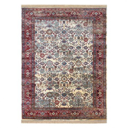 Dywan WINDSOR 22993 ORNAMENT, PRZECIERANY, FRĘDZLE kość słoniowa / czerwony 60x100cm