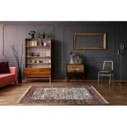 Dywan WINDSOR 22993 ORNAMENT, PRZECIERANY, FRĘDZLE kość słoniowa / czerwony 120x170cm