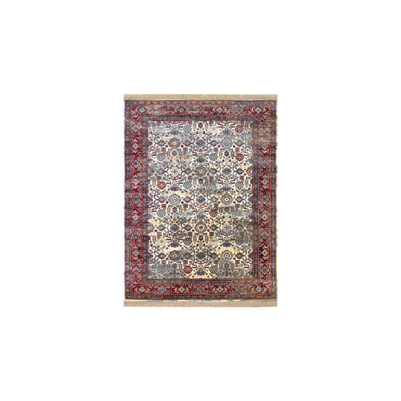 Dywan WINDSOR 22993 ORNAMENT, PRZECIERANY, FRĘDZLE kość słoniowa / czerwony 160x230cm