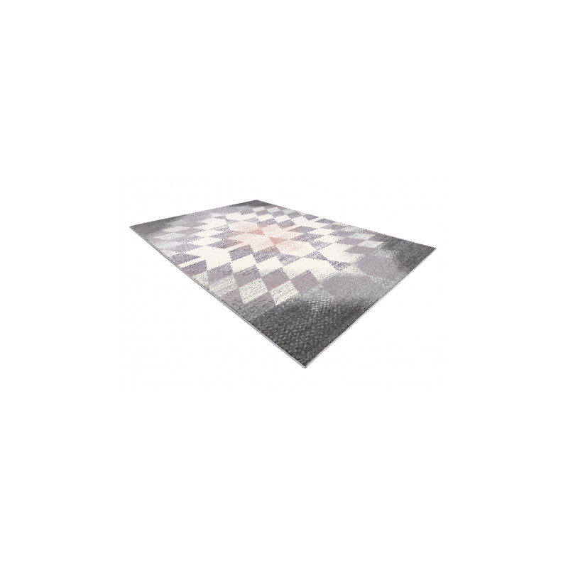 Dywan KAKE 25812757 Geometryczny - Romby, Trójkąty 3D fioletowy / szary / róż 120x170cm