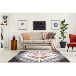 Dywan KAKE 25812757 Geometryczny - Romby, Trójkąty 3D fioletowy / szary / róż 120x170cm