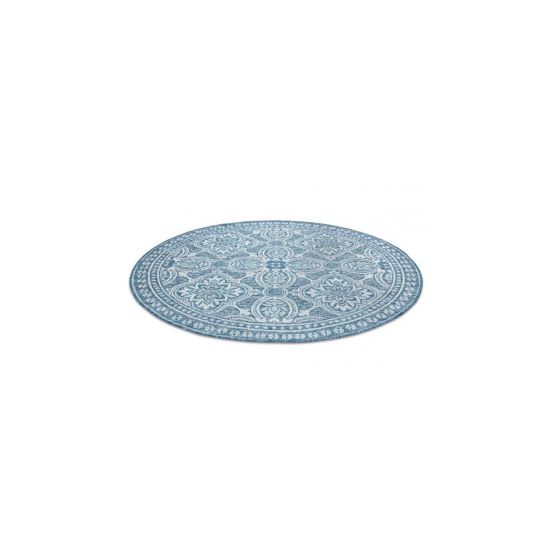 Dywan SZNURKOWY SIZAL LOFT 21193 koło BOHO kość słoniowa/srebrny/niebieski koło 120cm