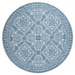 Dywan SZNURKOWY SIZAL LOFT 21193 koło BOHO kość słoniowa/srebrny/niebieski koło 160cm