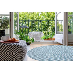 Dywan SZNURKOWY SIZAL LOFT 21198 koło BOHO kość słoniowa/srebrny/niebieski koło 120cm