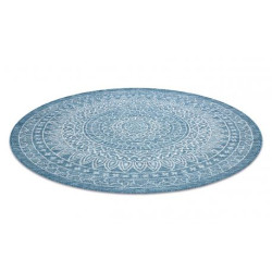 Dywan SZNURKOWY SIZAL LOFT 21207 Rozeta koło BOHO kość słoniowa/srebrny/niebieski koło 160cm