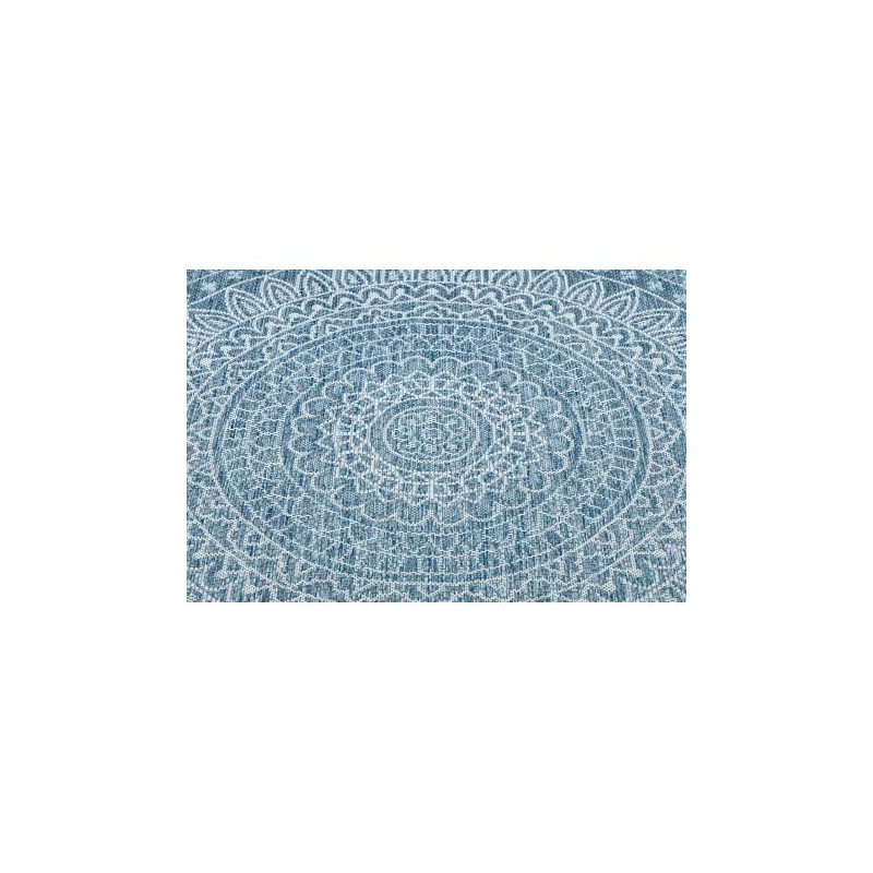 Dywan SZNURKOWY SIZAL LOFT 21207 Rozeta koło BOHO kość słoniowa/srebrny/niebieski koło 160cm