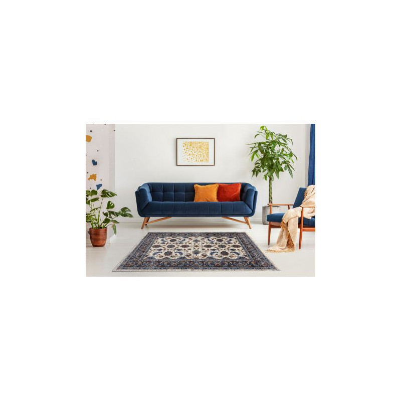 Dywan SOFT 6019 KWIATY RAMKA beż / niebieski / czerwony 120x170cm