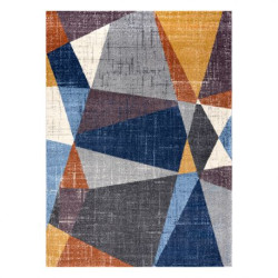 Dywan SOFT 6162 GEOMETRYCZNY, TRÓJKĄTY szary / niebieski / miedziany 80x150cm