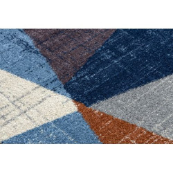 Dywan SOFT 6162 GEOMETRYCZNY, TRÓJKĄTY szary / niebieski / miedziany 80x150cm