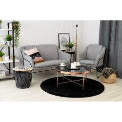 Dywan BUNNY koło czarny IMITACJA FUTRA KRÓLIKA koło 120cm Dywan BUNNY koło czarny IMITACJA FUTRA KRÓLIKA koło 120cm