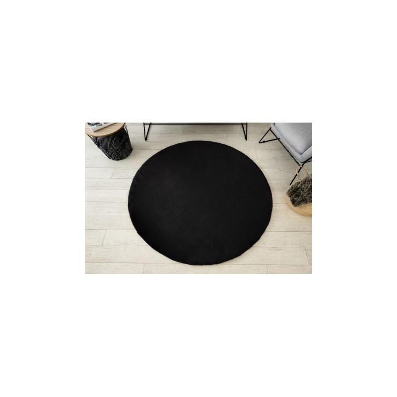 Dywan BUNNY koło czarny IMITACJA FUTRA KRÓLIKA koło 120cm Dywan BUNNY koło czarny IMITACJA FUTRA KRÓLIKA koło 120cm