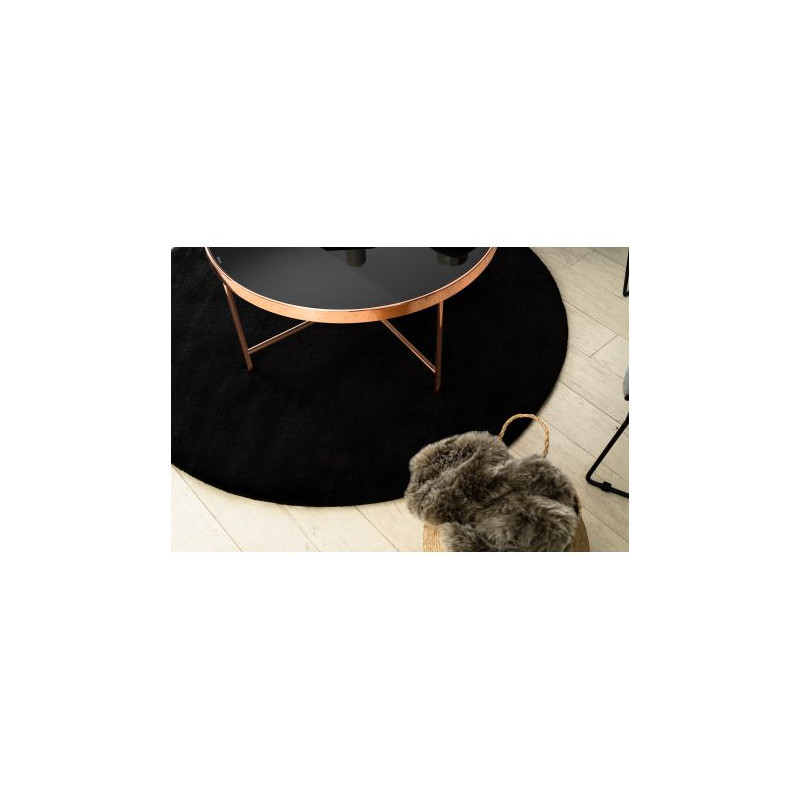 Dywan BUNNY koło czarny IMITACJA FUTRA KRÓLIKA koło 140cm