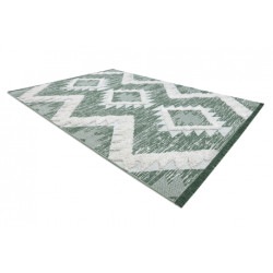 Dywan MOROC Romby 22312 Ekologiczny, EKO SIZAL frędzle - dwa poziomy runa zielony / krem, dywan z bawełny recyklingowanej 175x270cm