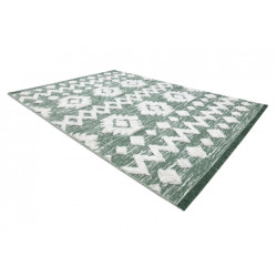 Dywan MOROC Zygzak 22319 Ekologiczny, EKO SIZAL frędzle - dwa poziomy runa zielony / krem, z bawełny recyklingowanej 194x290cm