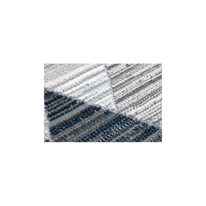 Dywan REBEC nowoczesny frędzle 51166B Geometryczny - dwa poziomy runa granat / krem 80x150cm