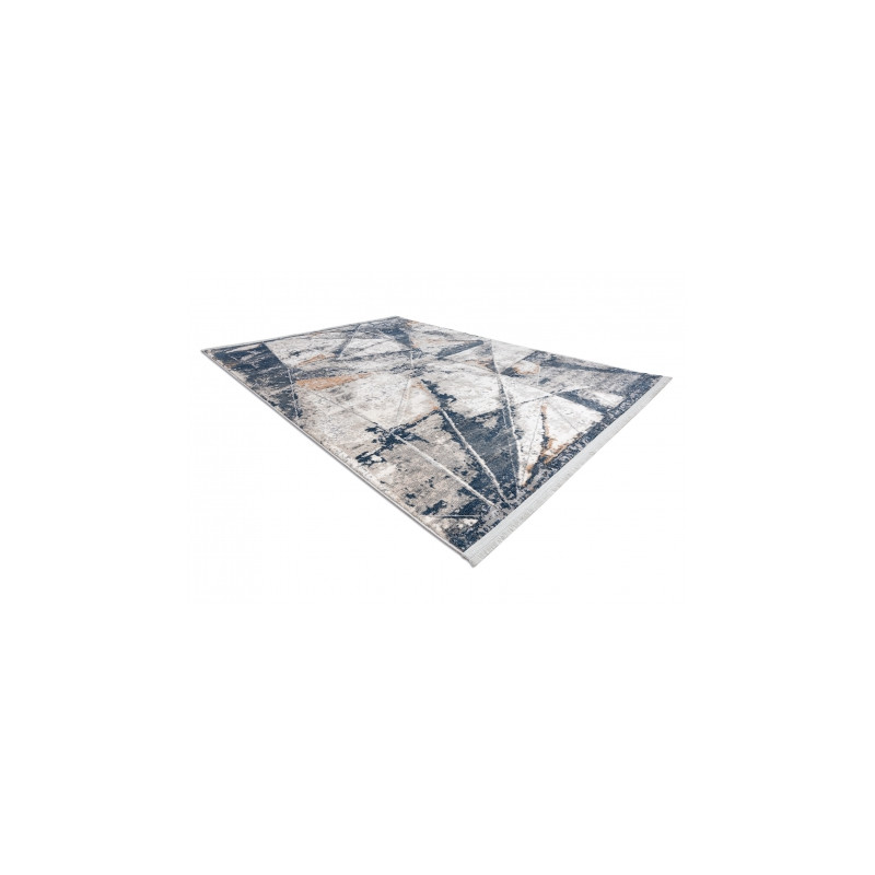 Dywan REBEC nowoczesny frędzle 51176A Geometryczny, Trójkąty - dwa poziomy runa krem / granat 80x150cm Dywan REBEC nowoczesny frędzle 51176A Geometryczny, Trójkąty - dwa poziomy runa krem / granat 80x150cm