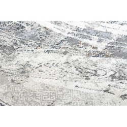 Dywan REBEC nowoczesny frędzle 51193A Fale, Marmur przecierany - dwa poziomy runa krem / szary 80x150cm