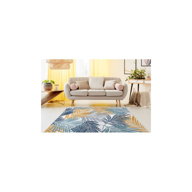 Dywan SZNURKOWY SIZAL COOPER Liście Palmy, tropikalny 22258 ecru / granat 180x270cm Dywan SZNURKOWY SIZAL COOPER Liście Palmy, tropikalny 22258 ecru / granat 180x270cm
