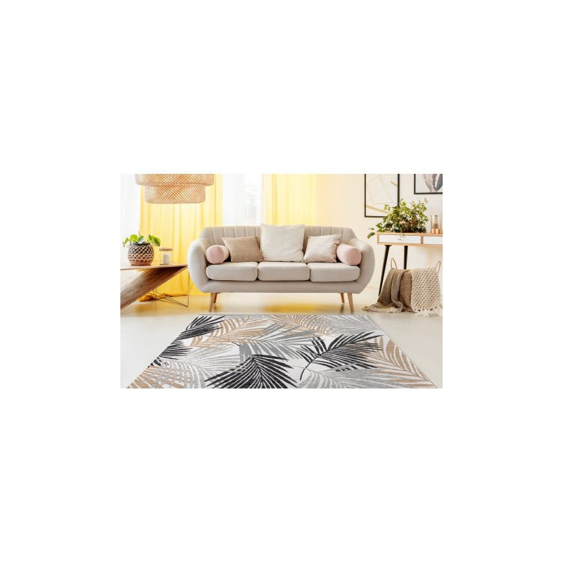 Dywan SZNURKOWY SIZAL COOPER Liście Palmy, tropikalny 22258 ecru / czarny 180x270cm Dywan SZNURKOWY SIZAL COOPER Liście Palmy, tropikalny 22258 ecru / czarny 180x270cm