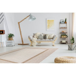 Dywan SZNURKOWY SIZAL SION Ramka 21782 płaskie tkanie ecru / beż 60x250cm