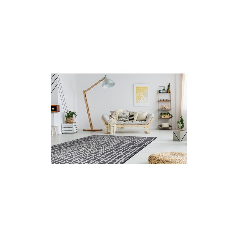 Dywan SZNURKOWY SIZAL SION Kratka, Linie 22144 płaskie tkanie czarny / ecru 140x190cm Dywan SZNURKOWY SIZAL SION Kratka, Linie 22144 płaskie tkanie czarny / ecru 140x190cm