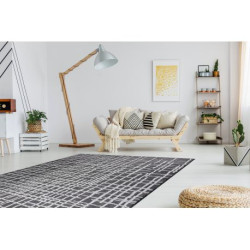 Dywan SZNURKOWY SIZAL SION Kratka, Linie 22144 płaskie tkanie czarny / ecru 200x290cm Dywan SZNURKOWY SIZAL SION Kratka, Linie 22144 płaskie tkanie czarny / ecru 200x290cm