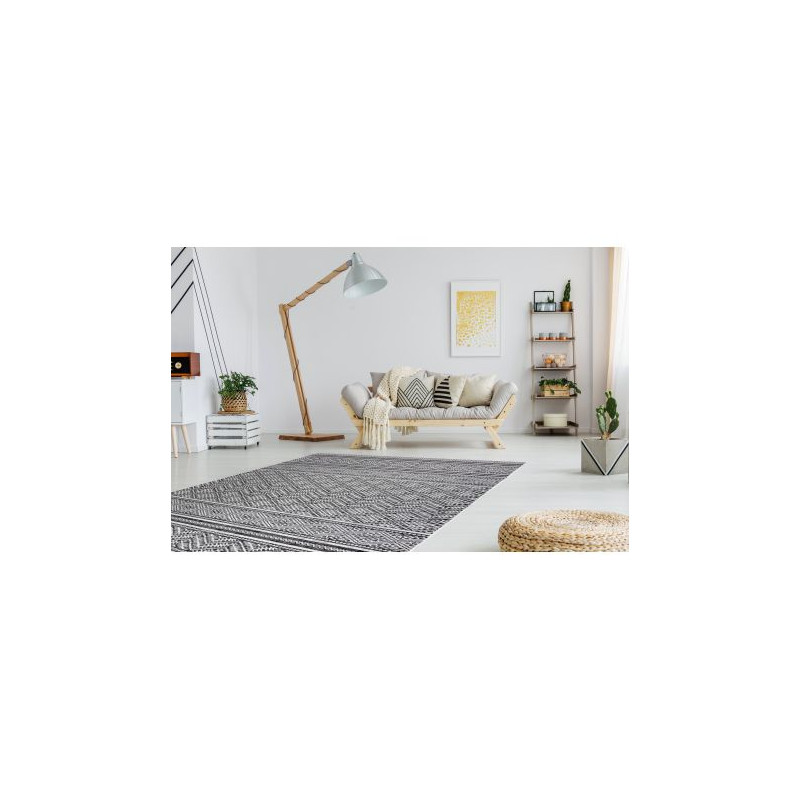 Dywan SZNURKOWY SIZAL SION Zygzag, Romby Boho 22168 płaskie tkanie czarny / ecru 140x190cm Dywan SZNURKOWY SIZAL SION Zygzag, Romby Boho 22168 płaskie tkanie czarny / ecru 140x190cm